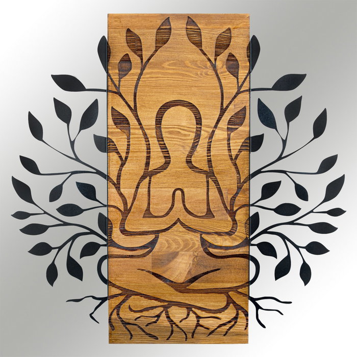 Wallity Meditation Escultura de Pared en Negro y Nogal